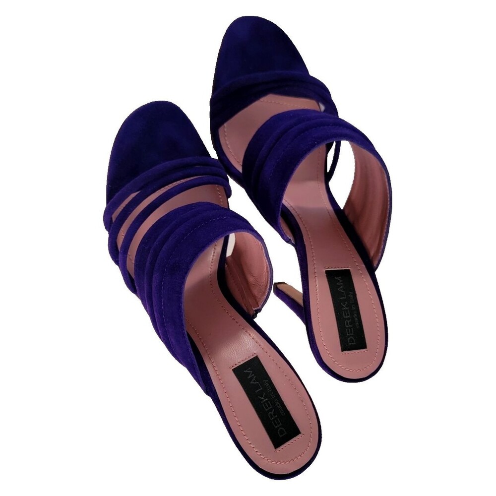 Derek Lam Suede Heels Women’s 9.5 Purple Strappy NIB Italian Designer Cocktail - Picture 2 of 6
